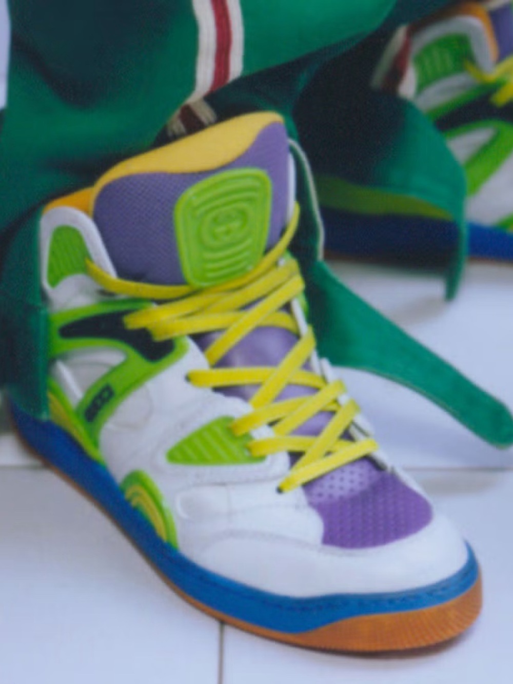 Gucci Wmns Basket High 'White purple and green sneakers